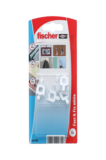 Fischer 8-Piece High Quality Quick Assembly Fast and Fix Wall Hook Set
