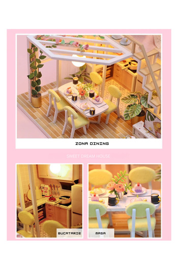 OEM Assembled dollhouse, model, with LED, multicolor, multiple accessories for the house
