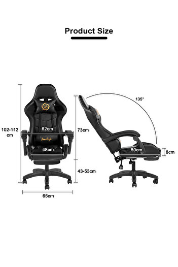 AnneFish Video Gaming Chair Racing Ergonomic Computer Massage Swivel Office Chair Retractable Footrest Gamers