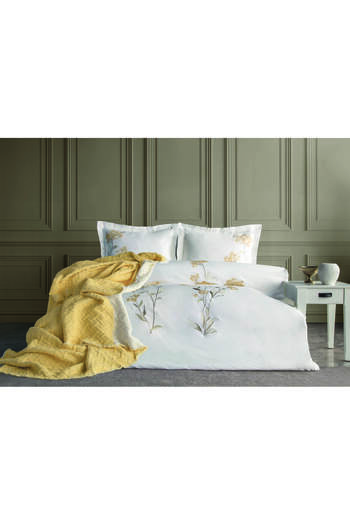 Dantela Lavinya Embroidered Duvet Cover & Bedspread Set - Yellow