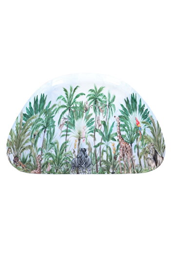 Alsaif Gallery Porcelain Serving Plate Alsaif Gallery, 31.5×22.5×1 cm, Semi-circle Pattern - White