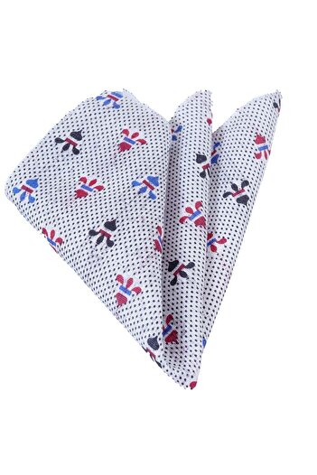 Exve Exclusive Red Black Pattern Printed Collar Handkerchief on White