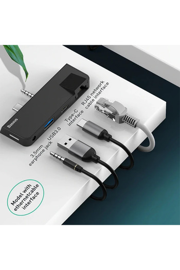 OEM Πολυλειτουργικό HUB Surface Go (Type-C+Audio σε RJ45+USB3.0+Type-C(δεδομένα)+Audio)-(5775 - CHTBIL7555-2