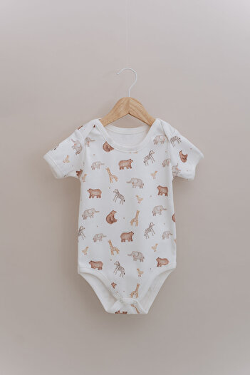 Tuğba Kuğu Short Sleeve Baby Body - Pureline Series - Cute Animals