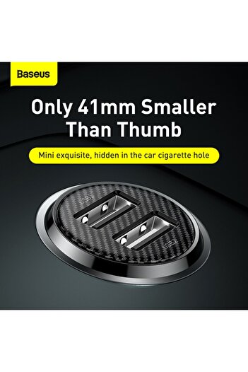 Baseus Încărcător auto, USB dual, iluminare de fundal LED, 5V, 3.1A, CCALL-ML02 - Alb