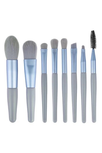 Flippy Mini portable set of 8 blue makeup brushes,