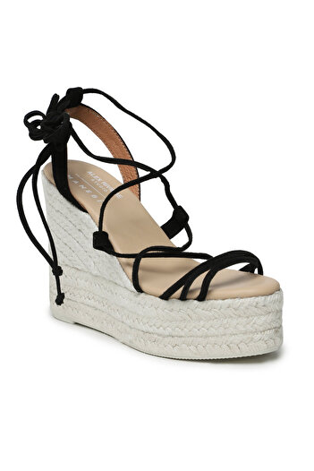 Manebi Women's Espadrilles black MANEBI-LACE-UP WEDGE ESPADRILLES L 8.6 WA L 8.6 BLACK
