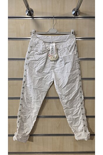 Park Moda Italian Trousers with Cross Stone Detail on the Sides
