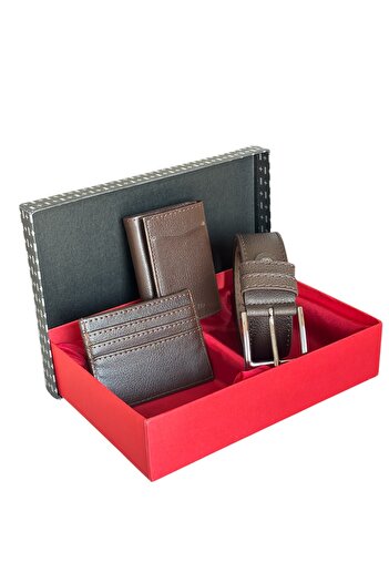 Tisaati Ανδρικό σετ ζώνης και θήκης για κάρτες Premium Series Special Boxed Luxury Leather Mechanism