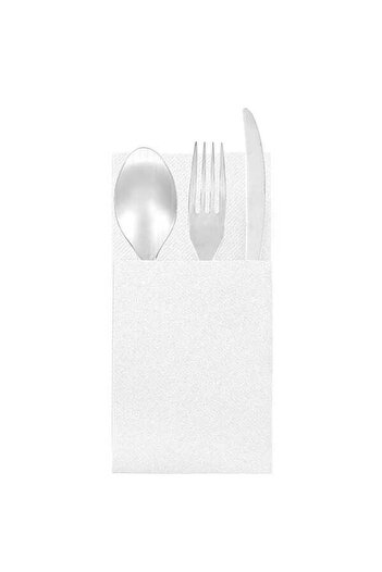 PLASTİKAP Waiter Fold Pocket White Airlaid Napkin 33X40Cm (100 Pieces). Only the Napkin