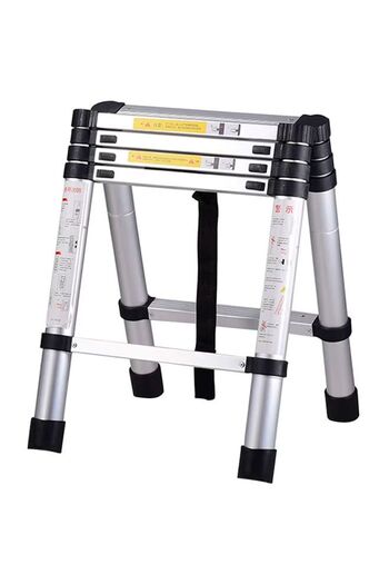 Generic 3.8m Multi-purpose Extendable Double-Sided Telescopic Ladder Silver
