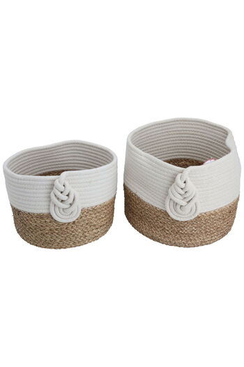 Alsaif Gallery Cotton Basket Set, Alsaif Gallery, 30×25 cm, Circular, 2 Pieces - Beige