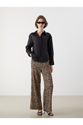 LC Waikiki Leopard Print Women's Trousers with Elastic Waist