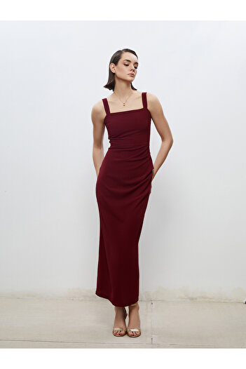 LC Waikiki Square Neck Crepe Dress
