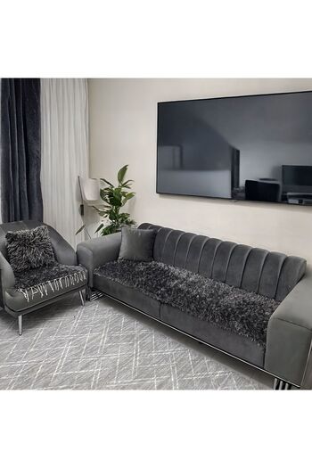 mdhomecarpet Set de huse de scaun elegant, realizat manual, 4 piese |   Husă lavabilă din pluș țesut cu două fețe
