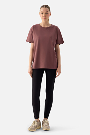 Superstacy Elora Comfortable Fit Oversize Dark Rose T-Shirt