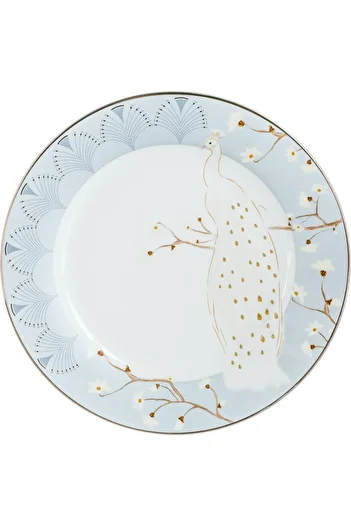 Alsaif Gallery Saif Gallery Porcelain Dinner Set, Peacock Design, 24 Pieces - White