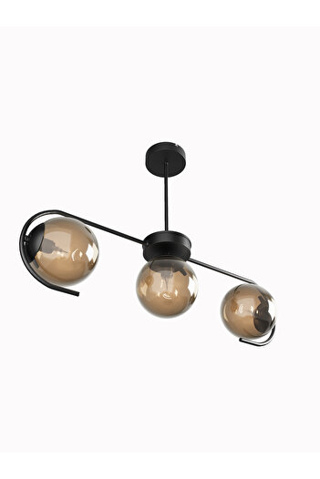 avizade Ayza Modern Siyah Metal Gövdeli 3’lü Bal Cam Küre Avize | Aydınlatma Avize Modeli