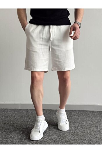 He Brand Men's White Linen Shorts & Capri