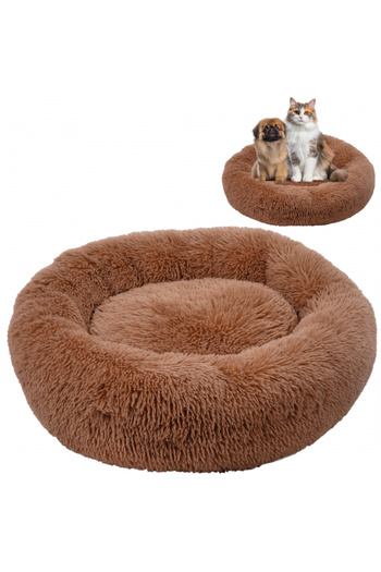 jumi Round Plush Bed, Brown - 60 x 60