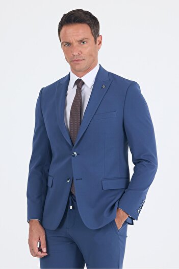 İmza Navy Blue Swallow Collar Butterfly Lining 6 Drop Slim Fit Elastic Waist Suit 1001250176
