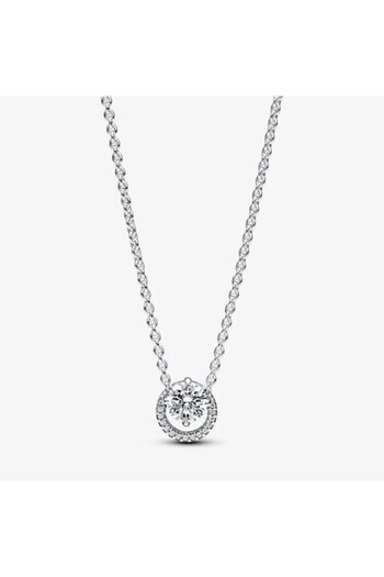 Pandora Colier Pandora cu pandantiv tip Halo rotund stralucitor Zirconiu din Argint 925 - 45cm