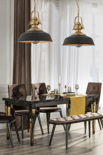 LUMINZO Sola 25 cm Siyah Modern Avize Sarkıt Salon Mutfak Kuaför Cafe Lamba Dekoratif Aydınlatma