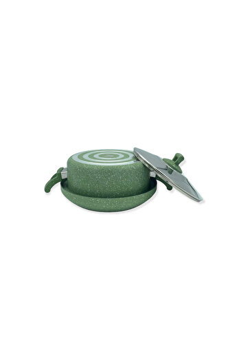 drobina Turkish Granite Upside-Down Pot 3 Pieces Dropina 24 cm Green