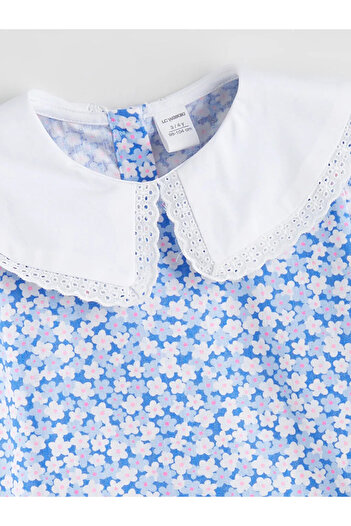 LC Waikiki Lcw Kids Blue Baby Collar Floral Girl's Blouse