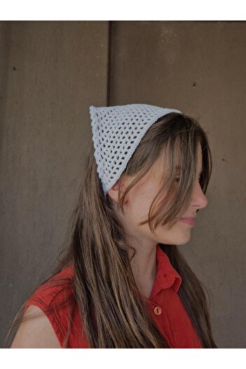 MELUSH Λευκό Χρώμα Διχτυωτό Μοντέλο CHILD Bandana Χειροποίητο Πλεκτό Μπαντάνα