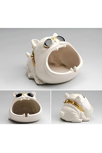 Zigzag Home Decorative Cockroach Figurine with Bulldog Figure Desktop Home Office Decoration Ashtray Organizer