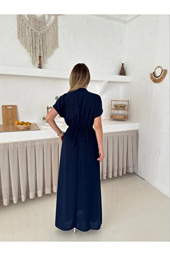 Ekim Store Full Düğmeli Yırtmaçlı Maxi Elbise