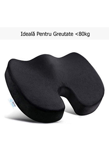 BETTER POSTURE Perna Ortopedica Pentru Sezut Din Spuma Cu Memorie Lite, Negru, Greutate Sub 80kg, 46 X 37 X 8 Cm