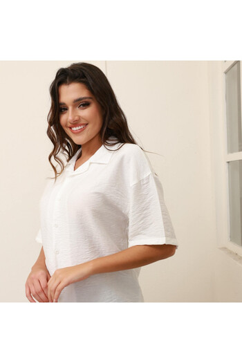 ALANAQA Unisex Plain Short Sleeve Oversized Shirt
