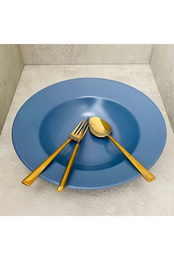 Demet Çeyiz Aksesuar Plate Pasta Matte Blue 26 cm