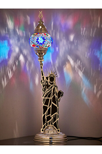 Demmex Decorative Table Lamp with Mosaic Stones - Statue of Liberty Design