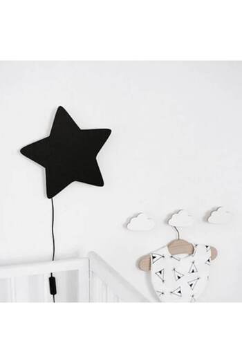 indiggo Wooden lamp for children's room - white star, LED strip, warm light, 22 cm x 32 cm