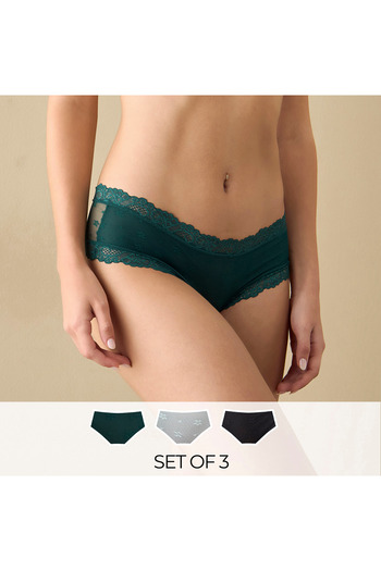 FAV Set of 3 - Lace Hipster Briefs with Elasticated Waistband