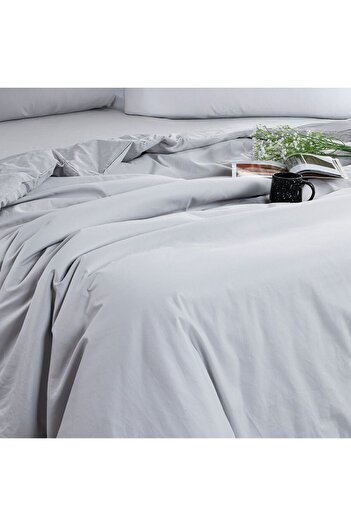 Danube Home Pearl & Coal Queen Duvet Cover Set Grey 200X200 Cm & 50X75Cm | 100% Cotton Satin-800 Thread Count