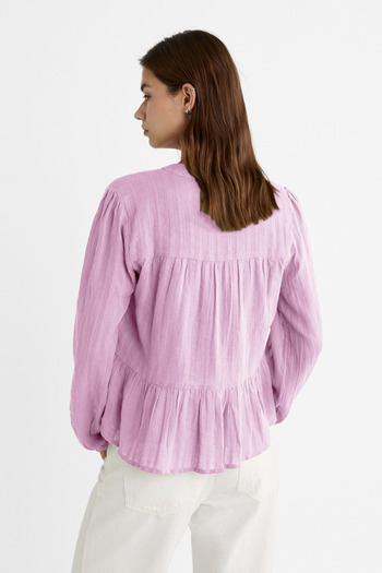 VODENS Women's Pink Flowy Bohemian Blouse Shirt