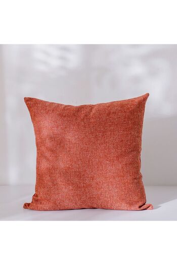 Danube Home Gleam Solid Texture Cushion Cover - Rust - 45x45 cm | Cotton Couch Pillow Cover