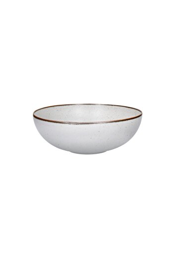 MIKASA Hospitality Dishwasher Safe Vitrified Ceramic Starling Bowl Cream and Brown 21cm