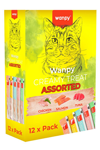 Wanpy Karışık Deniz Ve Et Aromalı Sıvı Kedi Ödül Maması 12’li