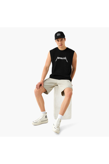 SP Characters Metallica Print Crew Neck Sleeveless T-shirt