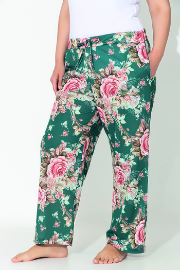 ModaLeaf Women's Plus Size Blue Color Floral Print Loose Bottom Home Wear
