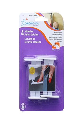 Dreambaby 4-Piece Durable Plastic Adhesive Cabinet and Drawer Safety Latches