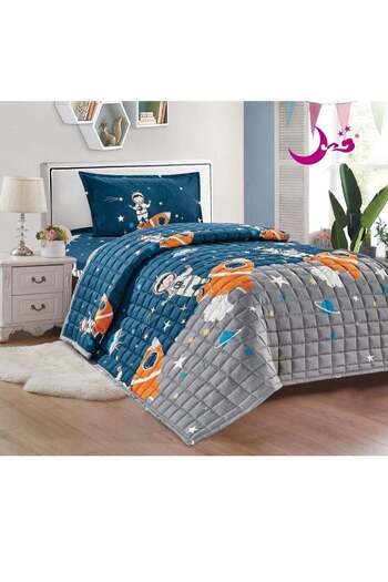 Moon Compressed Quilt Set - 3 Pieces Microfiber Single Size Multicolor