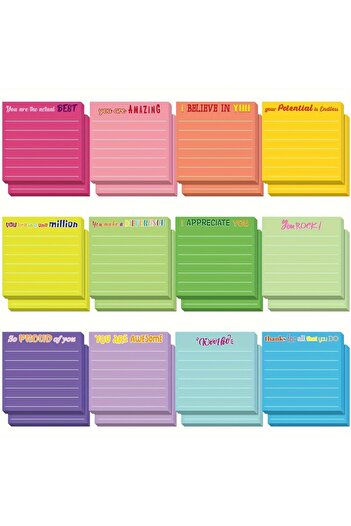 Choice 12 pcs 12 Pcs Inspirational Sticky Notes with Lines Cute Motivational Sticky Note Pad Appreciation S