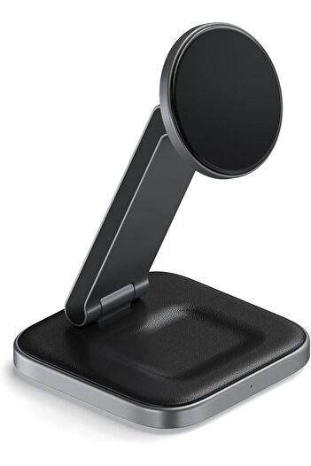Satechi 2 in 1 Wireless Charger, Qi2 15W Dual Wireless Charger Stand, Magnetic, Foldable Travel Char