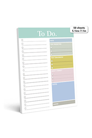 Choice green 1pc To-Do Notepad - 50 Sheet Daily Planner Notepad, 5.1x7.1 Inch, Tear-Off Notepad, Home, Offi